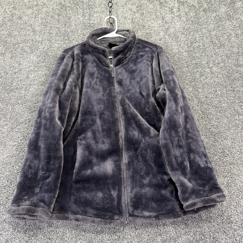 32 Degrees Heat Fleece Jacket Womens Extra Large Gray Full Zip Mock Neck Soft XL